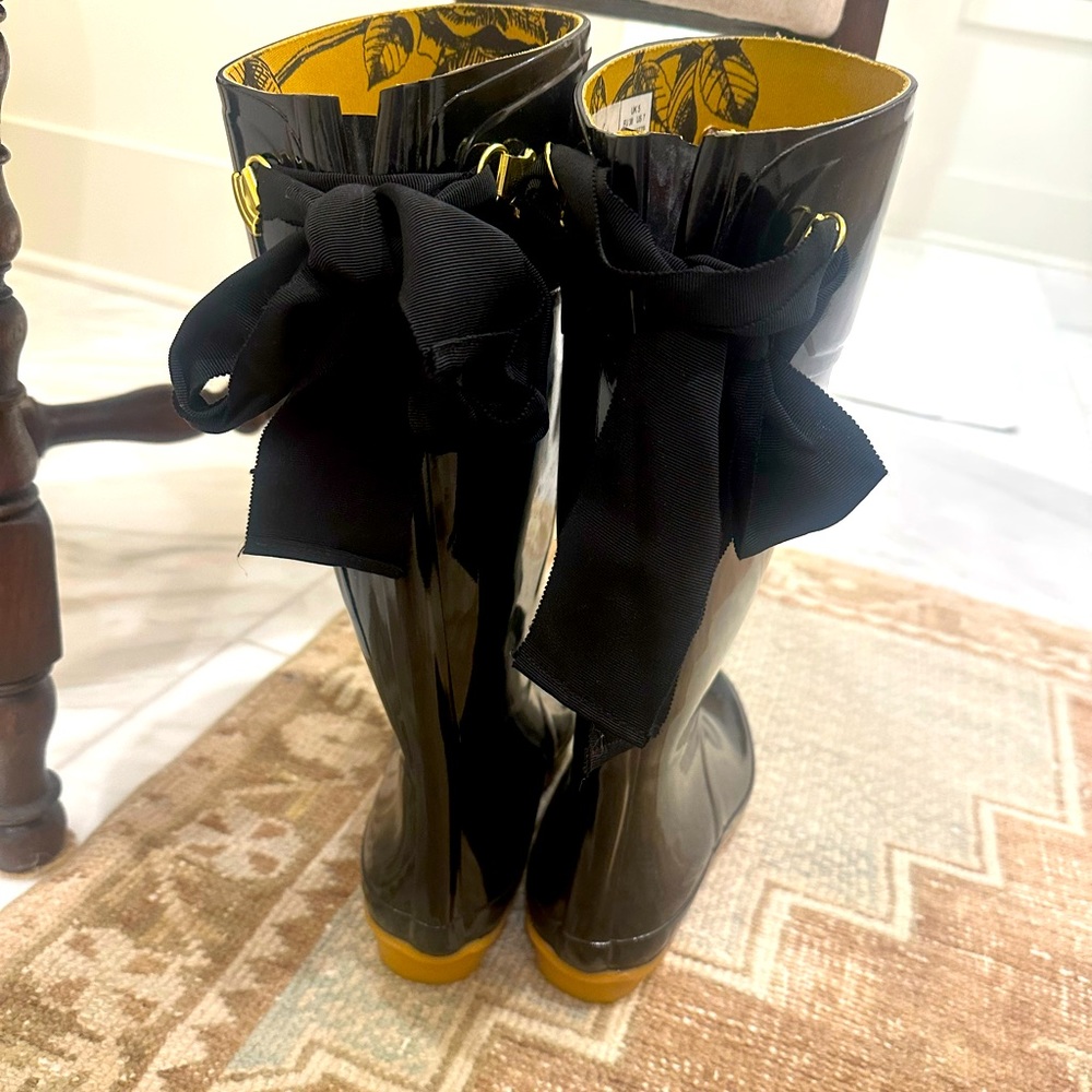 Joules Rain boots - size 7- ribbon tie back